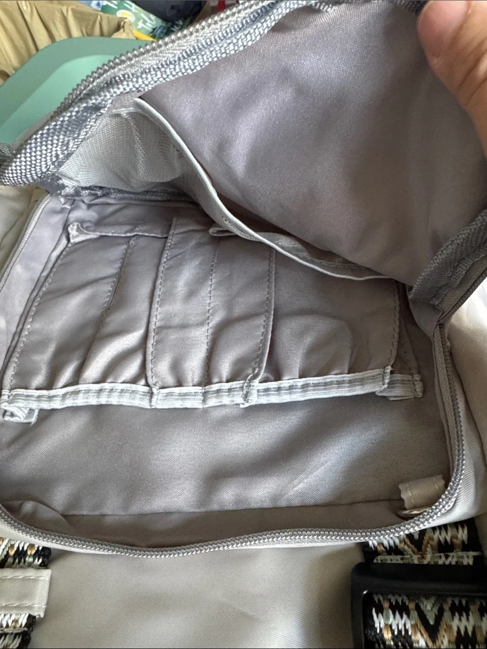 Emma & Kate Light Gray Women's Backpack Tote with Patterned Straps